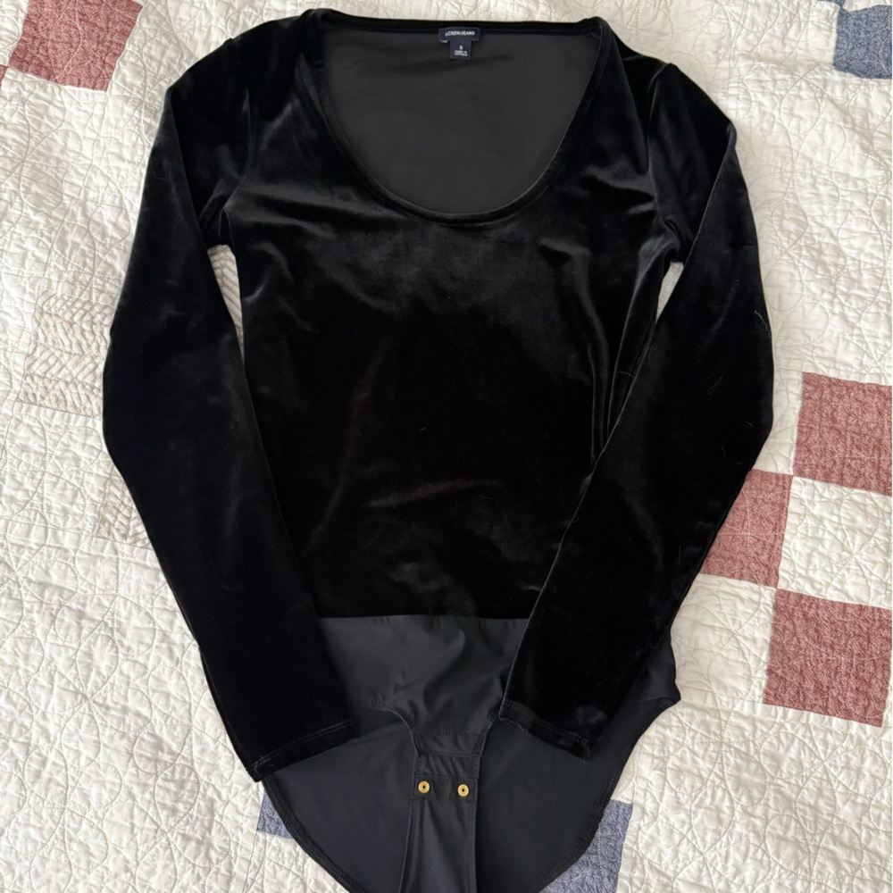 Never worn J Crew black velvet bodysuit
